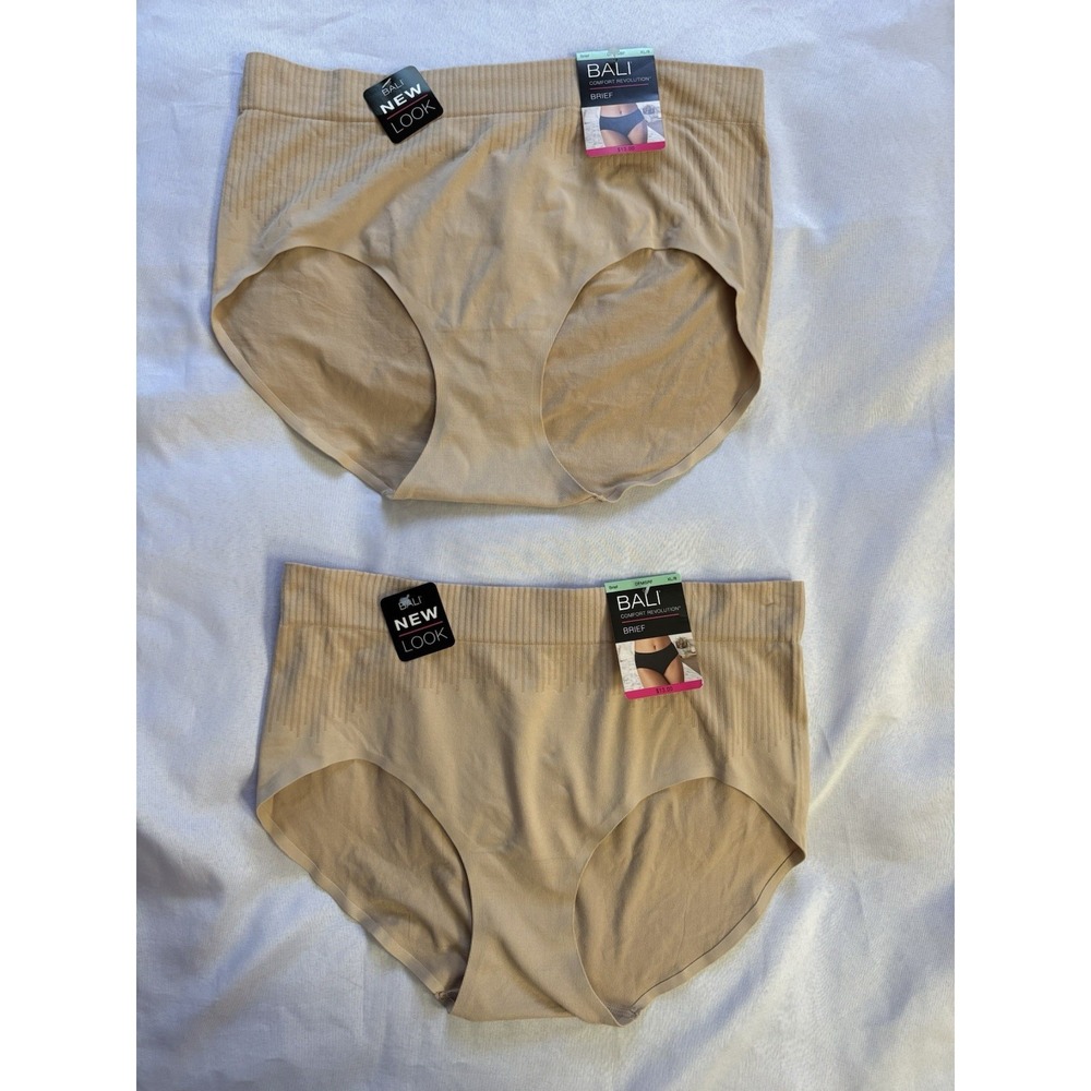 NEW Bali Comfort Revolution Modern Seamless Brief Tan Panty 2 Pair XLarge DFMSBF